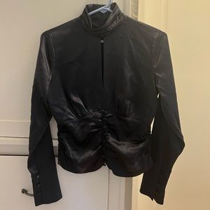 FRAME Felicity Mock Neck Blouse Navy XS